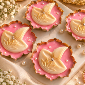 Royal Glow – Pink & Gold Diya Candle